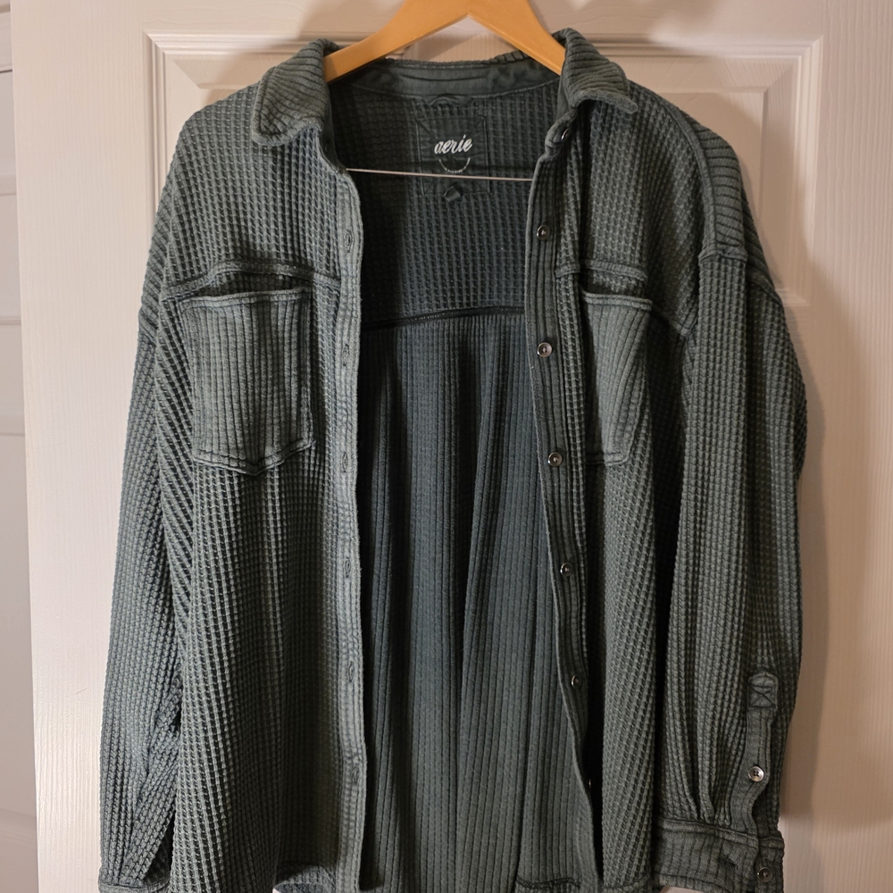 Aerie Green Waffle Knit Top